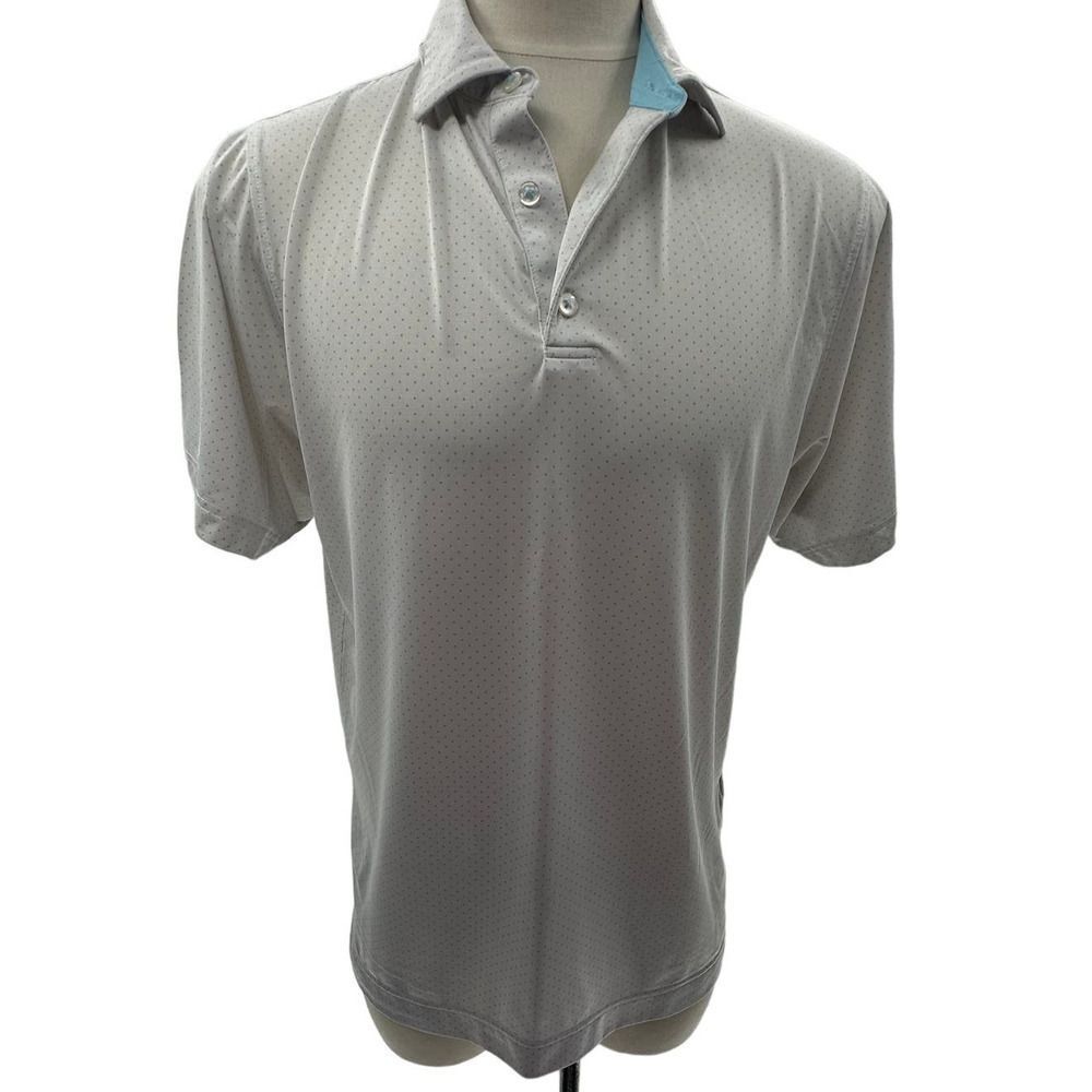 Foot Joy White/Blue Polka Dotted Short Sleeve Golf Polo-M